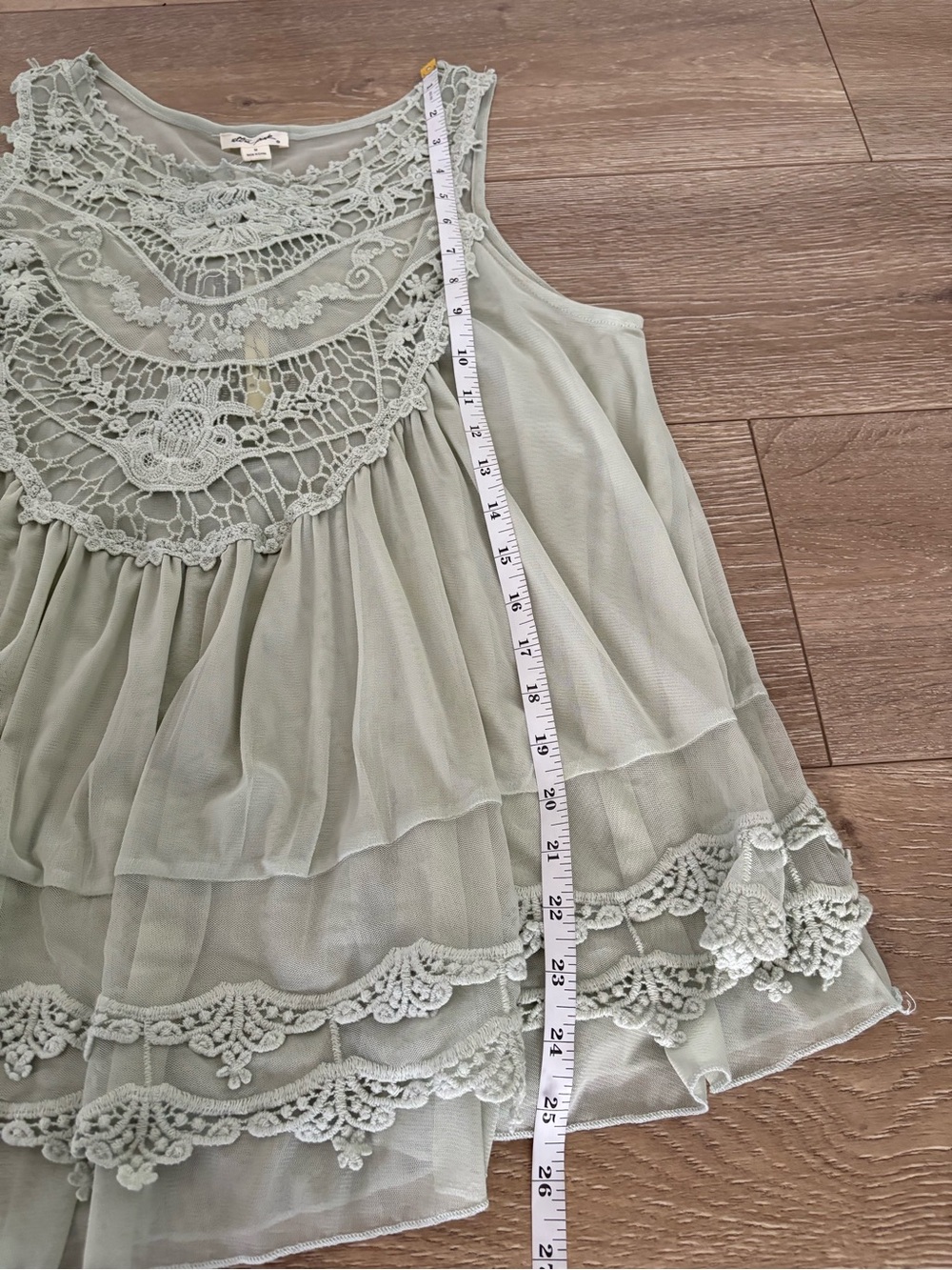 Ultra Pink Sage Green Lace-Trim Sleeveless Tunic - Picture 11 of 12